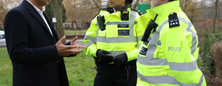 The Mayor talks with London police officers