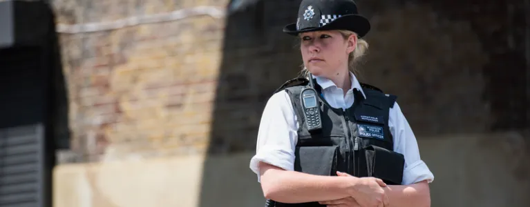 A police officer at work in North London