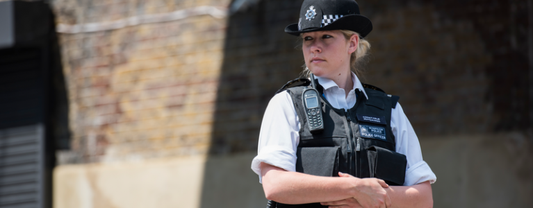 A police officer at work in North London