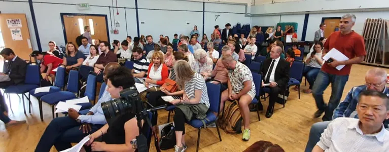 Residents at the Brittania Vilage Hall meeting