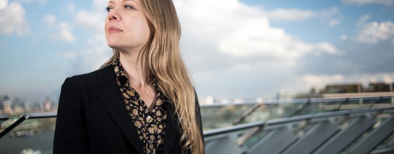 Sian Berry on the roof of City Hall