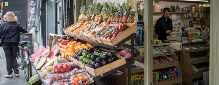 Fruit stall outside London shop