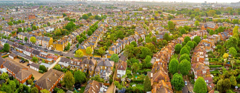 View of London residential area