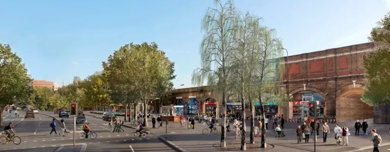 CGi illustration of cyclists at Vauxhall