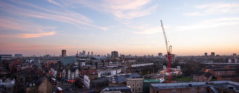 Aerial view of Hackney Central