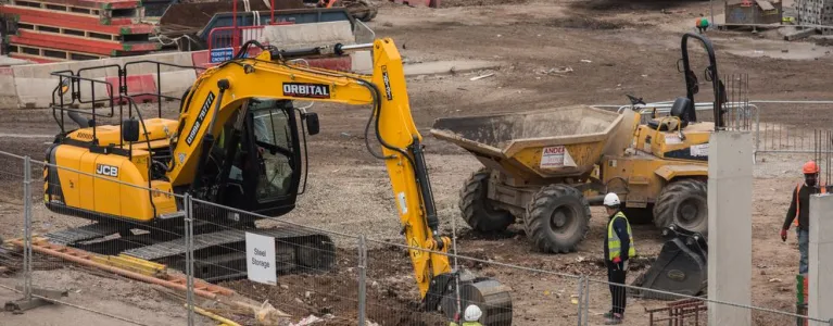 Excavator on construction site