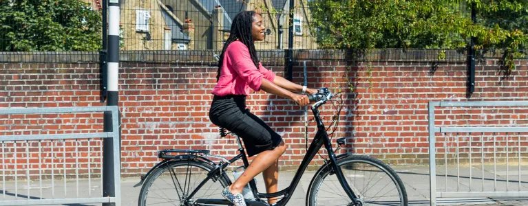 Woman cycling in Crystal Palace
