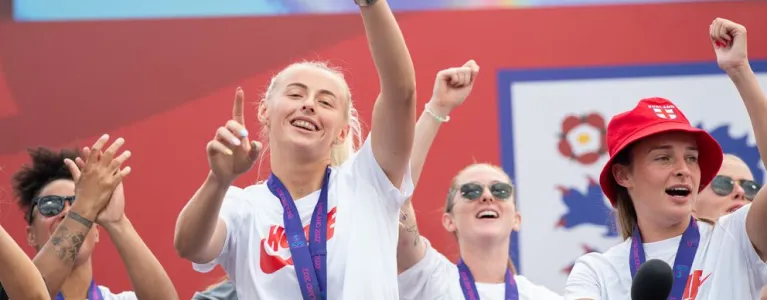 England Women's Football Team celebrating EURO 2022 victory