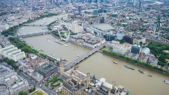 Aerial view of central London