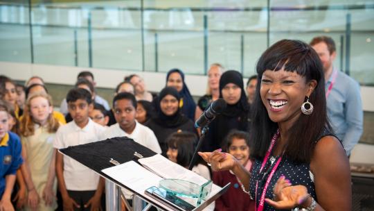 Speaker smiling at Team London Young Ambassador conference