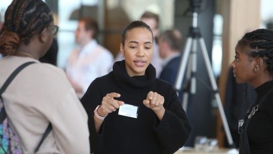 Women discussing at What's next for London event