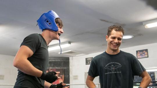 Boxers smiling at Edmonton Eagles Boxing Club