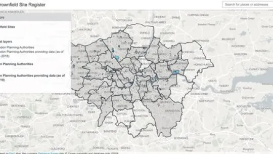 Brownfield site register map screenshot