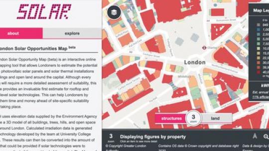 London solar opportunities map screenshot