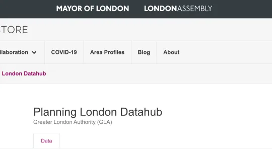 Planning London datahub screenshot