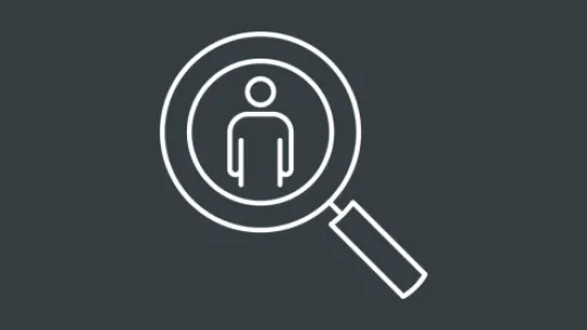 Magnifying glass icon on grey background
