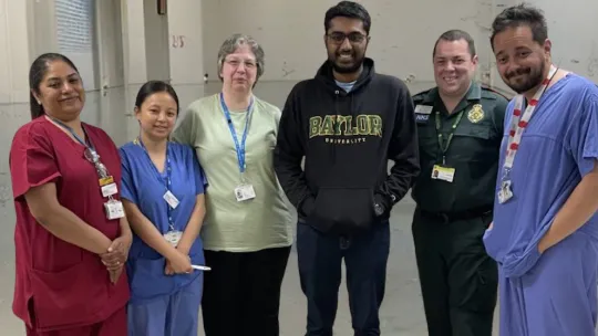21 year old Atul meets with the NHS doctors, nurses and paramedics who helped save his life. After he suffered a cardiac arrest in school, a security guard helped keep him alive with chest compressions until help arrived. 