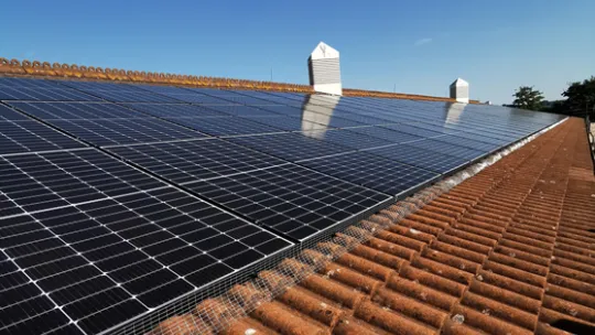 Solar panals on a tiled roof