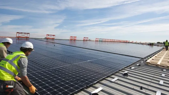 Solar panals on a rooftop