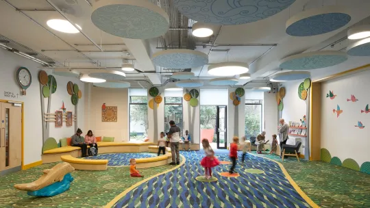 Children playing in the Polka Theatre play area