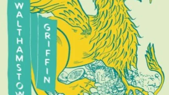 An illustration of the Walthamstow Griffin, a sculpture by artist Sandi M Sutton in Walthamstow market