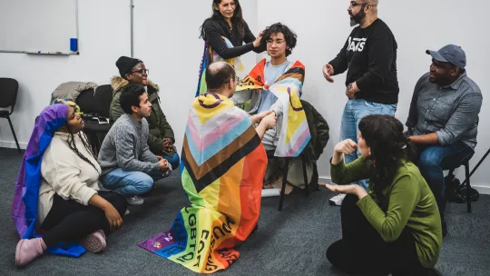 Micro Rainbow theatre lab groups act out their perfect community