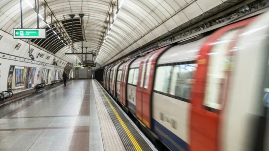 A tube train at the platform 