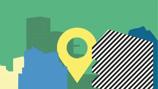 Abstract illustration of London in green