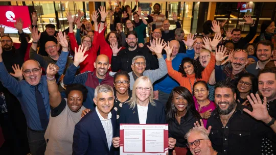 The Mayor of London and Londoners posing for a photo with the BSL charter