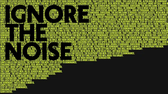 Black background with yellow text that reads "IGNORE THE NOISE"