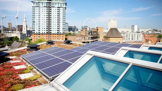 Solar panels on rooftop