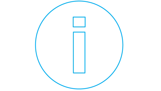 Infographic of letter 'i' in a circle in blue