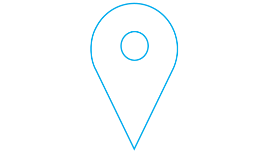 Infographic of a location drop pin in blue