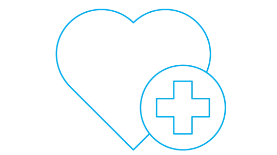Infographic of a heart in blue