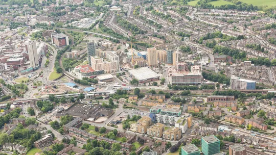 Aerial view of new homes in London