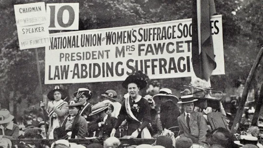 Millicent Fawcett at suffrage rally