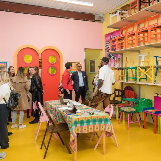 Group of people in artist studio