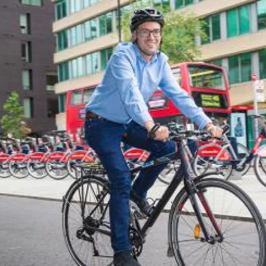 Will Norman on a bicycle
