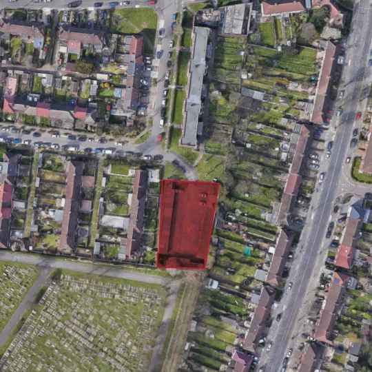Aerial view of Keir Hardie Way site