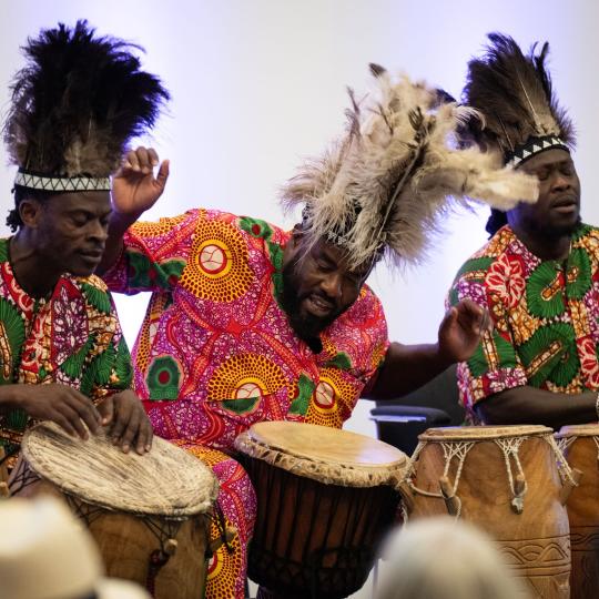 Musicians playing drums