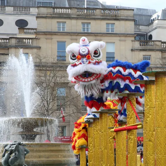 Traditional Chinese Dragon for Lunar New Year, in white and blue