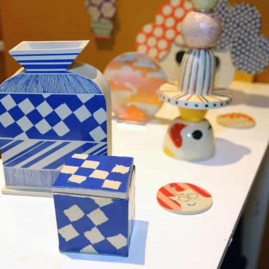 ceramics vases on display table 