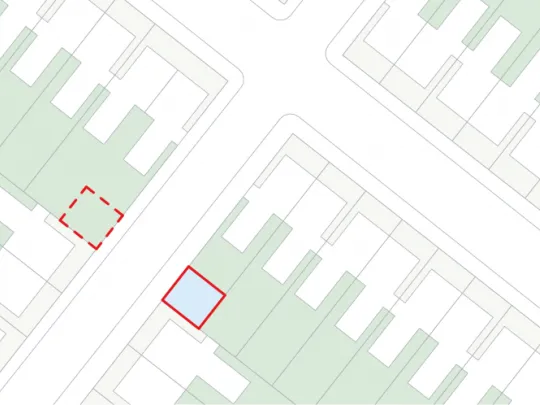 Map showing a similar infill site with a dashed red outline