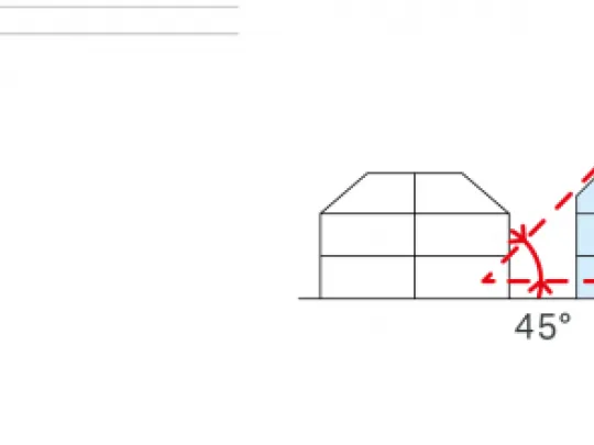 Diagram of rear building line projection with 45 degree angle