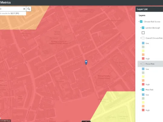 London Climate Risk Map showing heat risk