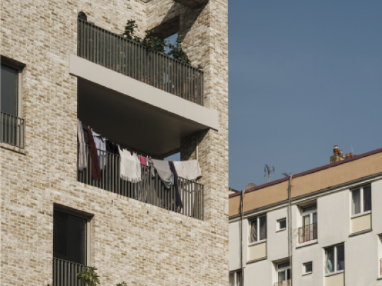Washing drying on the balcony of a new flat