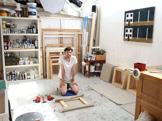Artist in their studio in the Acton and Park Royal Creative Enterprise Zone 