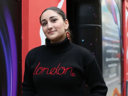 Person at London Made Me pop-up shop