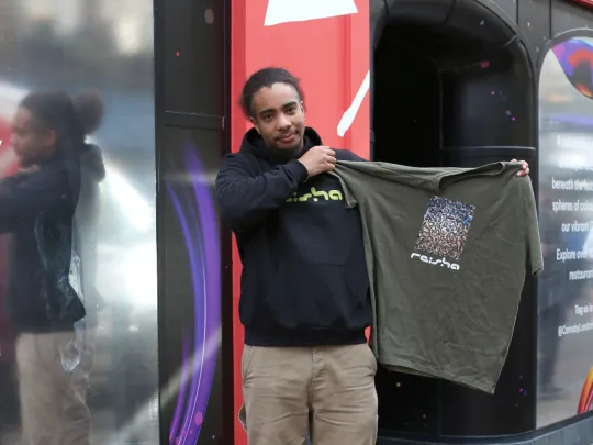 Person at London Made Me pop-up shop