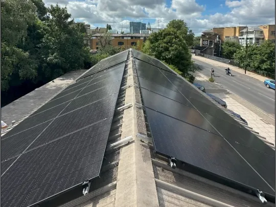 Solar panels on rooftop of ARK Coworking space